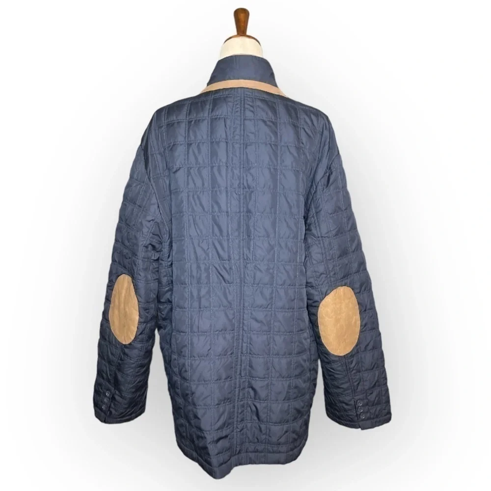 TailorByrd Mens Navy Quilted Barn Jacket Removable Dickey Elbow Patches XXL